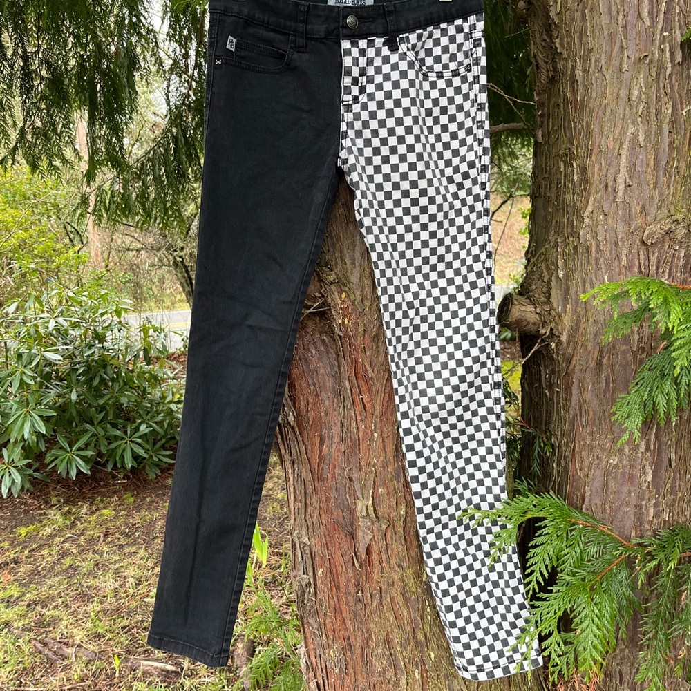 Royal Bones Tripp Deadstock Y2K Split Leg Checkered Skinny Jeans Rare Hot Topic